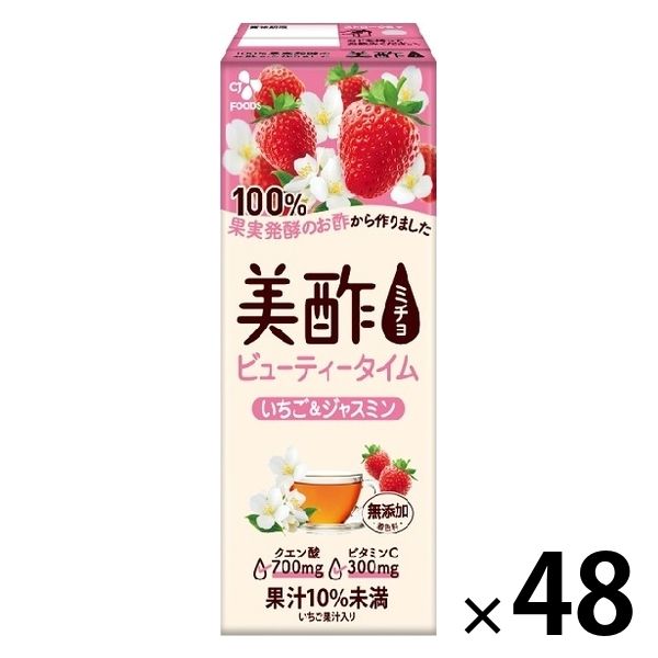 CJフーズジャパン 美酢（ミチョ）ビューティータイム いちご&ジャスミン 200ml 1セット（48本） アスクル