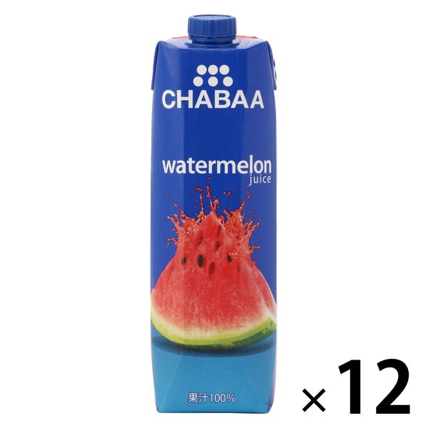 【アウトレット】CHABAA 100％ジュース ウォーターメロン 1L 1箱（12本入）　すいかジュース　果汁100%