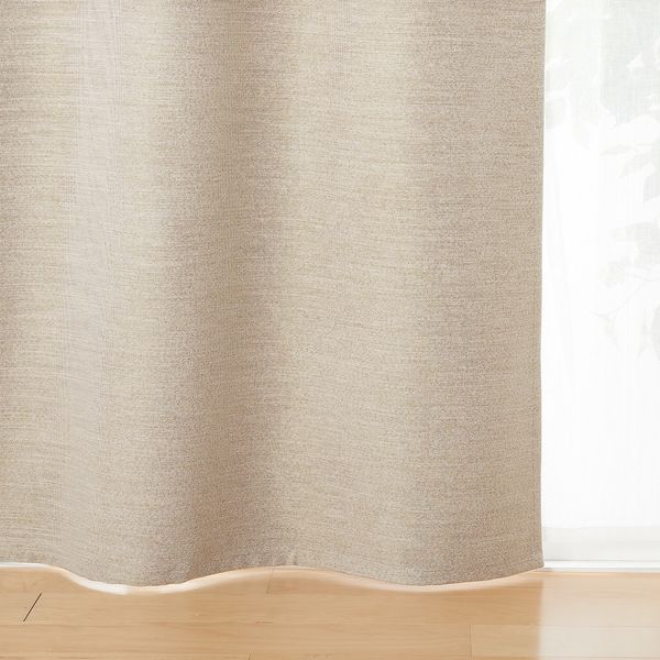 無印良品 ポリエステル二重織ノンプリーツカーテン（防炎・遮光性） 幅100×丈105cm用 ベージュ 良品計画