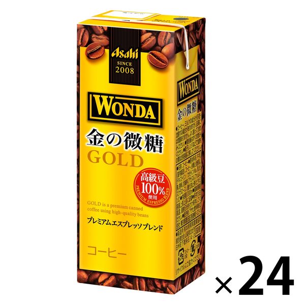 アサヒ飲料 WONDA（ワンダ）金の微糖 紙パック 200ml 1箱（24本入）