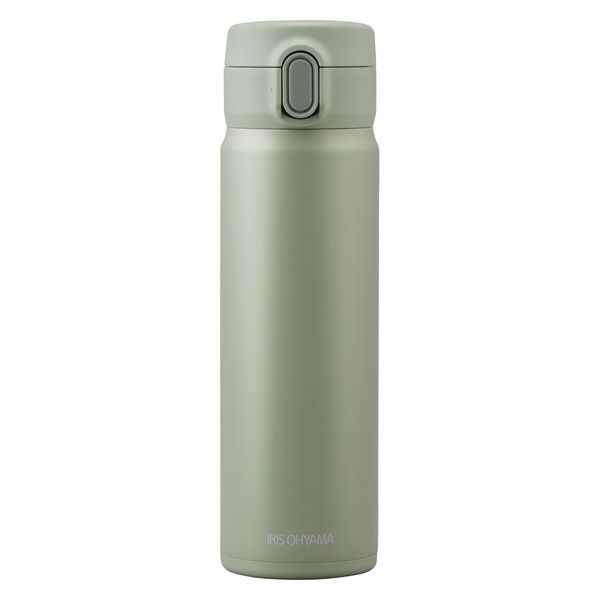 アイリスオーヤマ 水筒 500ml マグボトル 保温 保冷 タンブラー ステンレスマグボトル ワンタッチ SM-O500 ペールグリーン  1個（直送品） - アスクル