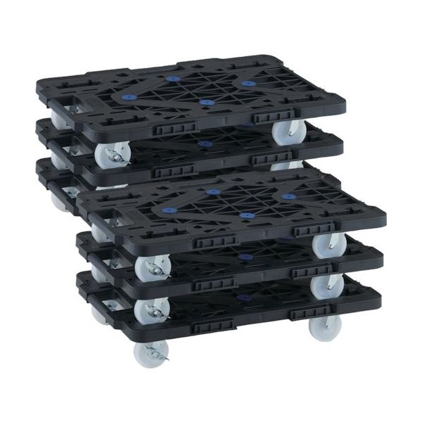 TRUSCO まとめ買い 樹脂製平台車 連結式ルートバン MPKー600NJーBK 6台セット MPK-600NJ-BK-M6（直送品）