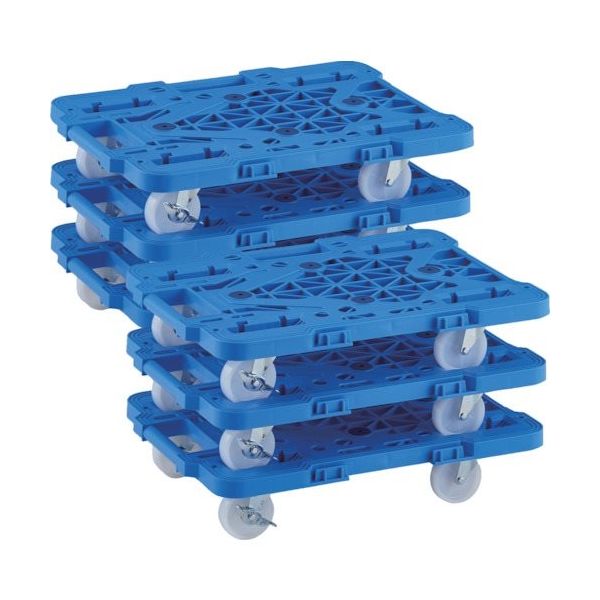 TRUSCO まとめ買い 樹脂製平台車 連結式ルートバン MPKー500NJSーB 6台セット MPK-500NJS-B-M6（直送品）