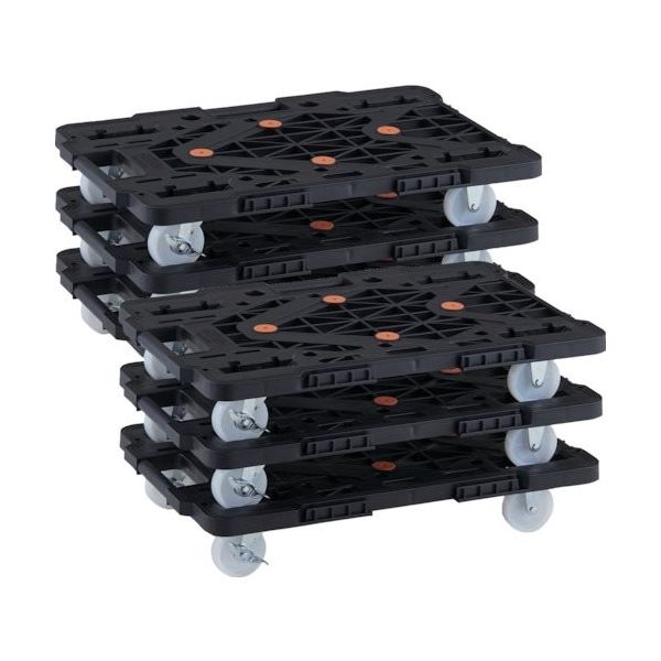 TRUSCO まとめ買い 樹脂製平台車 連結式ルートバン MPKー600NSーBK 6台セット MPK-600NS-BK-M6（直送品）