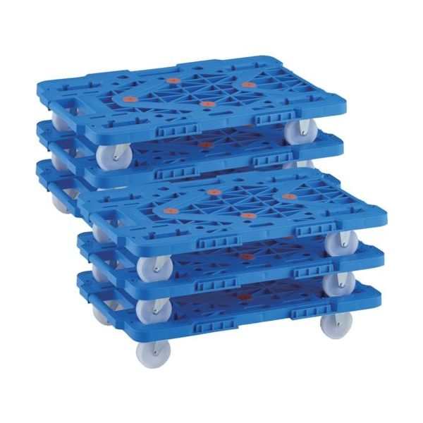 TRUSCO まとめ買い 樹脂製平台車 連結式ルートバン MPKー600NーB 6台セット MPK-600N-B-M6 1セット(6台)（直送品）