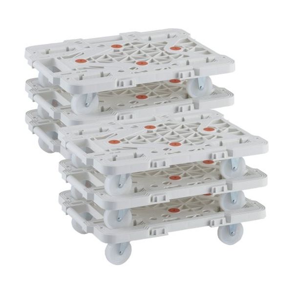 TRUSCO まとめ買い 樹脂製平台車 連結式ルートバン MPKー500NーW 6台セット MPK-500N-W-M6 1セット(6台)（直送品）