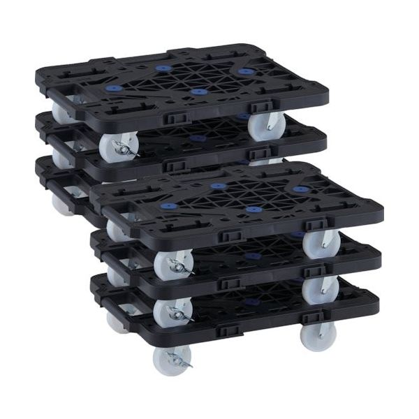 TRUSCO まとめ買い 樹脂製平台車 連結式ルートバン MPKー500NJSーBK 6台セット MPK-500NJS-BK-M6（直送品）