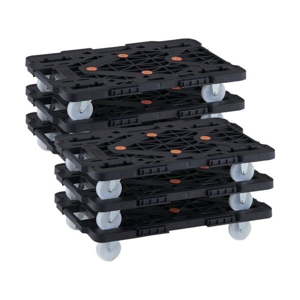 TRUSCO まとめ買い 樹脂製平台車 連結式ルートバン MPKー600NーBK 6台セット MPK-600N-BK-M6 1セット(6台)（直送品）