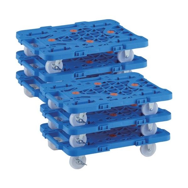 TRUSCO まとめ買い 樹脂製平台車 連結式ルートバン MPKー500NSーB 6台セット MPK-500NS-B-M6 1セット(6台)（直送品）