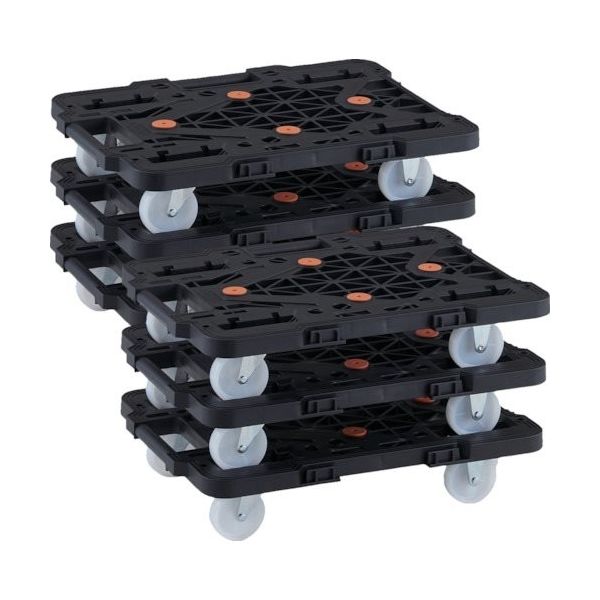 TRUSCO まとめ買い 樹脂製平台車 連結式ルートバン MPKー500NーBK 6台セット MPK-500N-BK-M6 1セット(6台)（直送品）