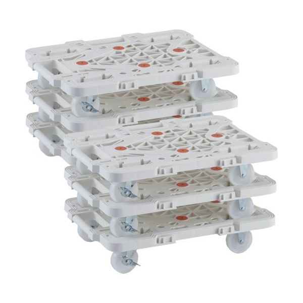 TRUSCO まとめ買い 樹脂製平台車 連結式ルートバン MPKー500NSーW 6台セット MPK-500NS-W-M6 1セット(6台)（直送品）