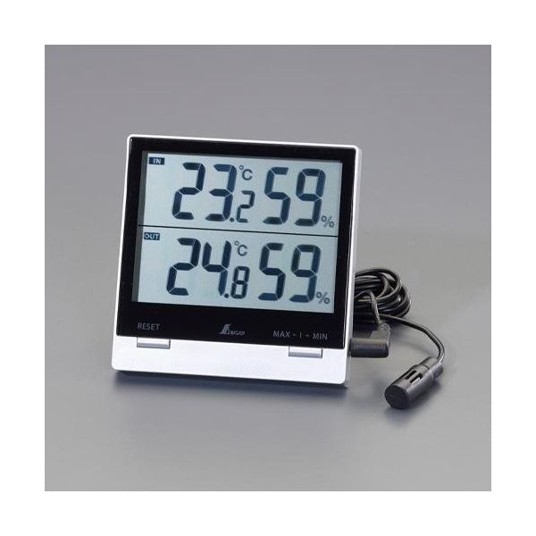 エスコ デジタル最高最低温度・湿度計(防水型) EA728AF-51 1セット(2個)（直送品）