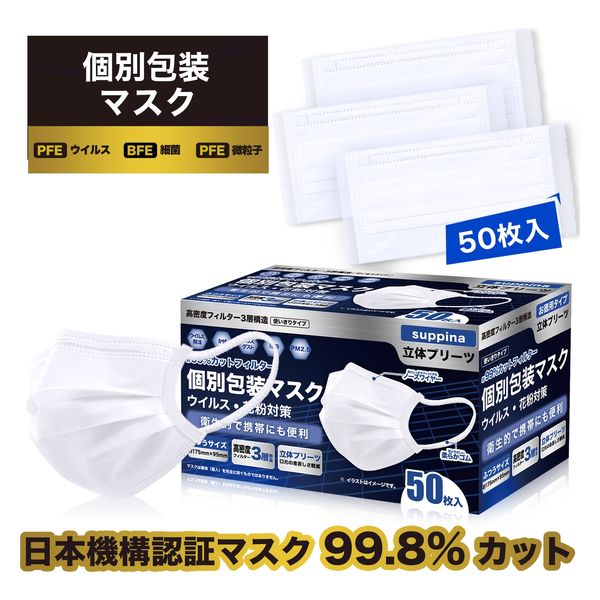 コスメバンク ｓｕｐｐｉｎａ個包装マスクふつう５０枚 928437 2箱