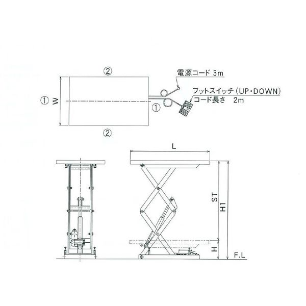 ハマコSS ボールネジ電動式テーブルリフト MLM-100-46R-200V 1台（直送品）