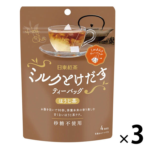 日東紅茶 ミルクとけだすティーバッグ ほうじ茶 1セット（12バッグ：4