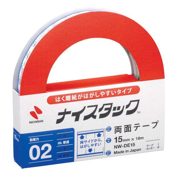 ニチバン 両面テープ ナイスタック はく離紙がはがしやすいタイプ 幅15mm×18m NW-DE15　1巻