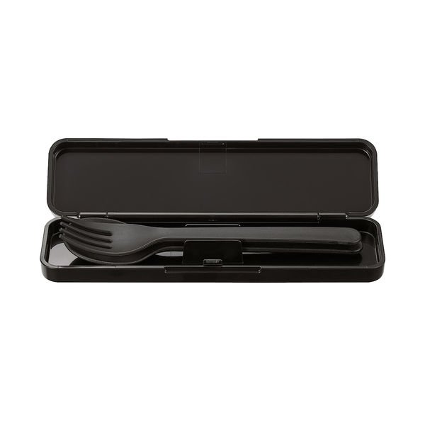 無印良品 フォーク＆スプーンセット 黒 約幅18×奥行5×高さ2cm