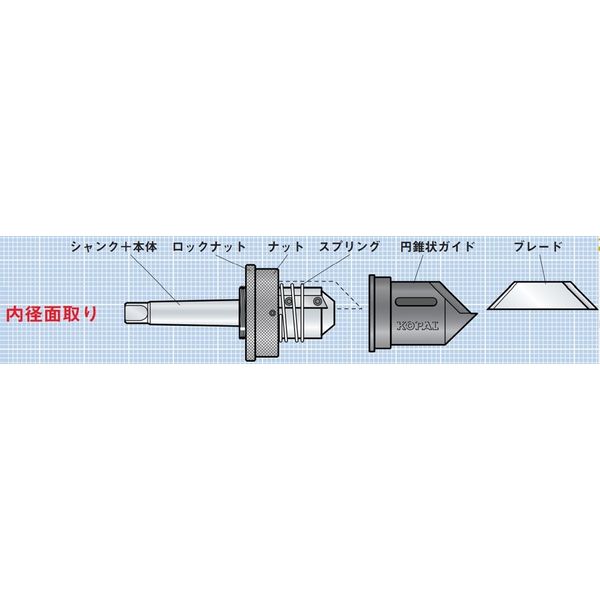 KOPAL 2-18 60°内径面取り用 シャンク（MT1）+本体 KP01-645 1セット（直送品）