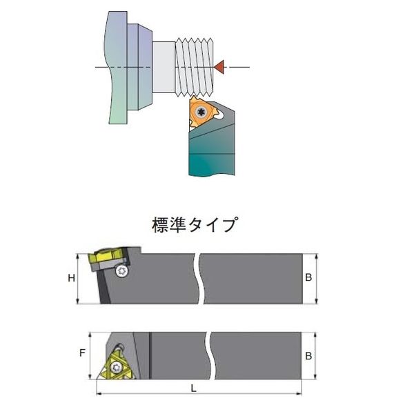 外径ねじ切バイト16mm用 16Hx100Lx16F SEL1616H16（直送品）