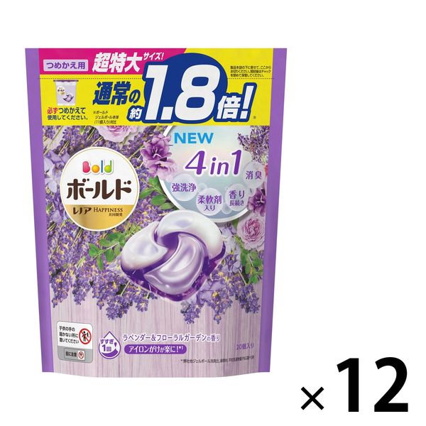 【旧品】ボールド ジェルボール4D ラベンダー&フローラルガーデン 詰め替え 超特大 1箱（20粒入×12個） 洗濯洗剤 P＆G