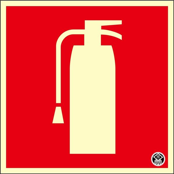 日本緑十字社 中輝度蓄光標識 消火器マーク FRー1004 150×150mm 厚み1.2mm エンビ 066024 1枚（直送品）