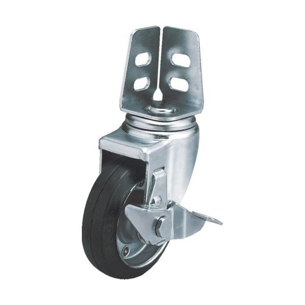 アングル 自在 キャスター ゴム 車輪径50mm ストッパー付き Sタイプ SAーS型 取付寸法19×19，15.5 SA-50RS 1個（直送品）