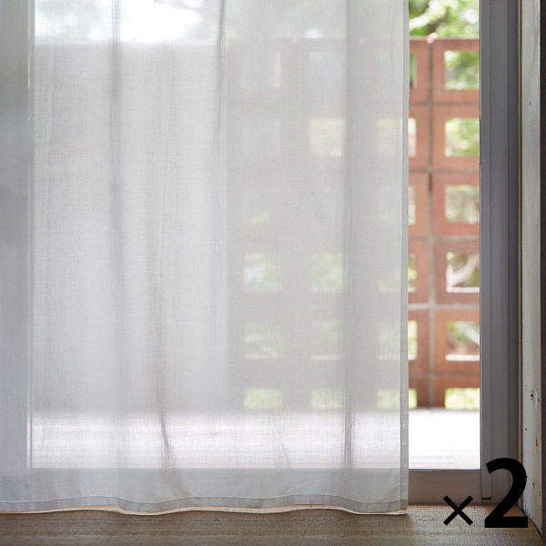 無印良品 綿ボイルノンプリーツカーテン 幅100×丈103cm用 オフ白 1セット（2枚） 良品計画