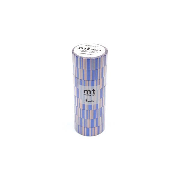 カモ井加工紙 mt マスキングテープ 8P（8巻セット） 高輝度 重なるストライプ 幅15mm×7m巻 MT08D543 1個