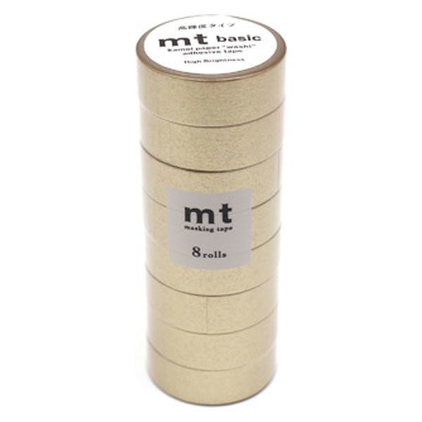 カモ井加工紙 mt マスキングテープ 8P（8巻セット） 高輝度 シャンパンゴールド 幅15mm×7m巻 MT08P532 1個
