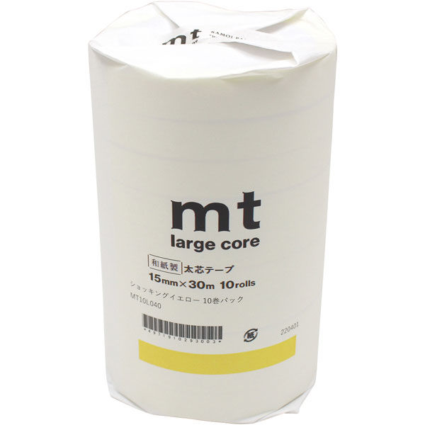 mt　Large Core 幅15mm×長さ30ｍ ショッキングイエロー 10巻パック マスキングテープ MT10L040 カモ井加工紙（直送品）