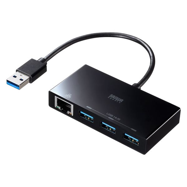 サンワサプライ USB3.2 Gen1 ハブ付き ギガビットLANアダプタ USB-3H322BKN 1個