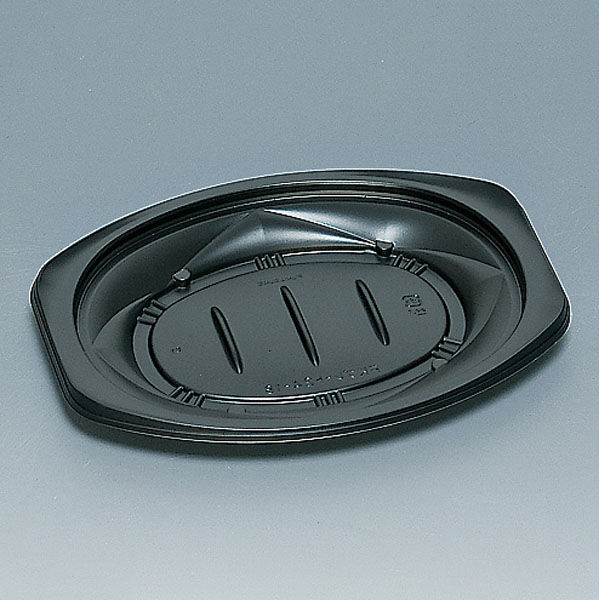 福助工業 惣菜容器 FKプレート24-18H 黒 600枚(50×12) 0558052 1ケース(600枚入(50枚×12袋))（直送品）