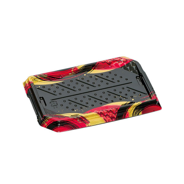 福助工業 寿司容器 華板2-4H 本体 波しぶき赤 600枚(50×12) 0730874 1ケース(600枚入(50枚×12袋))（直送品）