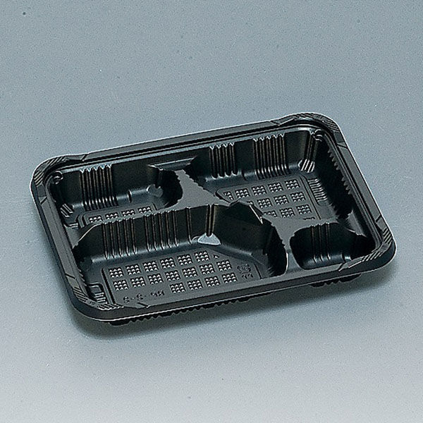 福助工業 弁当容器 憩い RP-2-2H 黒 E 本体 600枚(50×12) 0740721 1ケース(600枚入(50枚×12袋))（直送品）