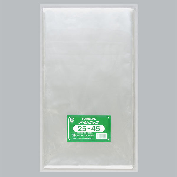 福助工業　OPP袋 オーピーパック テープなし 25-45  1ケース(100枚×10袋)　0840726（直送品）