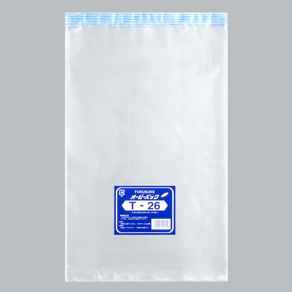 福助工業　OPP袋 オーピーパック テープ付 T-26  1ケース(100枚×10袋)　0841196（直送品）