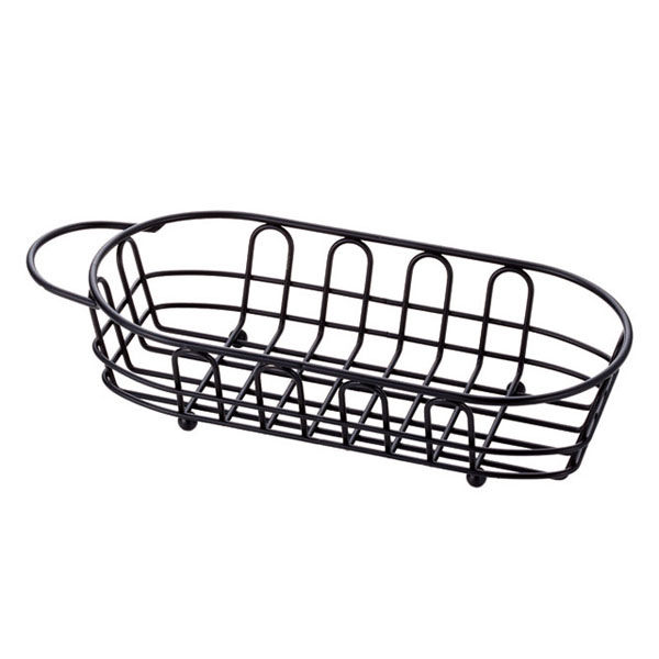 トーダイ 洋食卓上用品 18-8 カトラリーワイヤーバスケット ブラック 小判小型 1個 21706012（直送品）