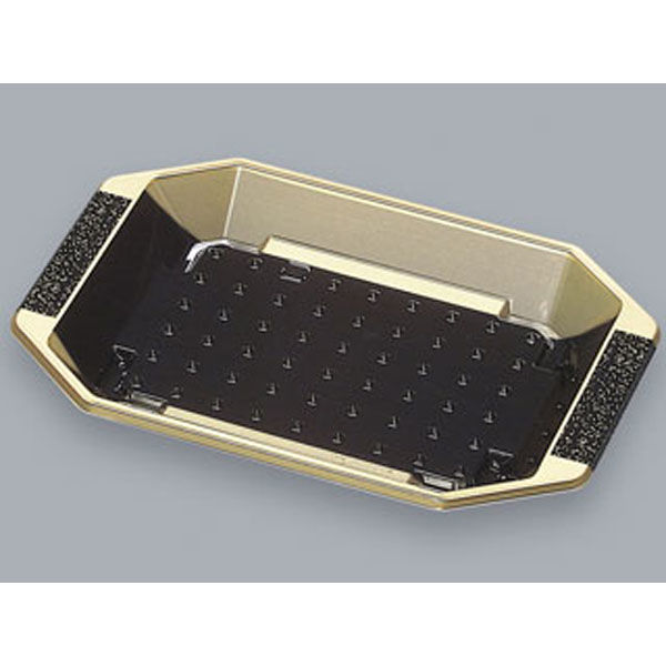 福助工業 寿司容器 和皿 8H 黒天金 600枚(50×12) 516112 1ケース(600枚入(50枚（直送品）