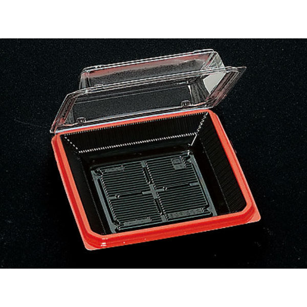 福助工業 フードパック スクエア 25 黒淵朱(嵌合) 600枚(50×12) 520977 1ケース(600枚入(50枚×12袋))（直送品）