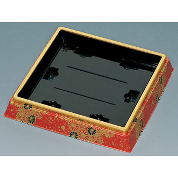 福助工業 寿司容器 新角桶 10H 流華赤 240枚(10×24) 534102 1ケース(240枚入(10枚×24袋))（直送品）