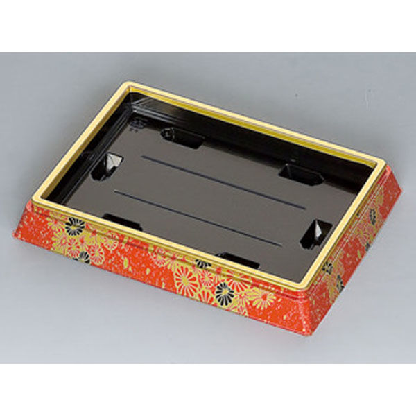 福助工業 寿司容器 新角桶 150H 流華赤 240枚(10×24) 534651 1ケース(240枚入(10枚×24袋))（直送品）