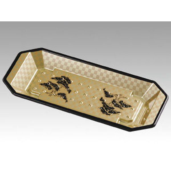 福助工業 寿司容器　和皿 6H 市松黒　800枚(50×16) 547492（直送品）