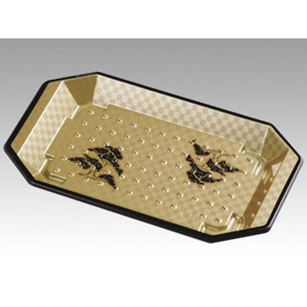 福助工業 寿司容器 和皿 10H 市松黒 600枚(50×12) 547514 1ケース(600枚入(50枚（直送品）