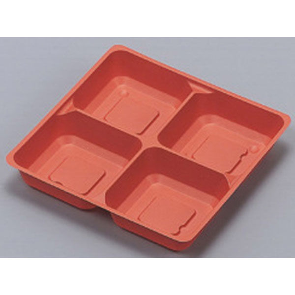 福助工業 弁当容器 MU(3点式) M-176 中仕切 赤 600枚(50×12) 589276 1ケース(600枚入(50枚×12袋))（直送品）