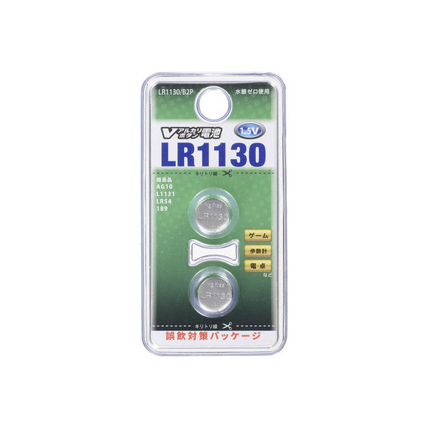 オーム電機 Vアルカリ ボタン電池 2個入 LR1130/B2P 1個