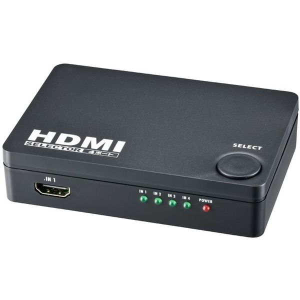 オーム電機 HDMIセレクター 4ポート 黒 AV-S04S-K（直送品）