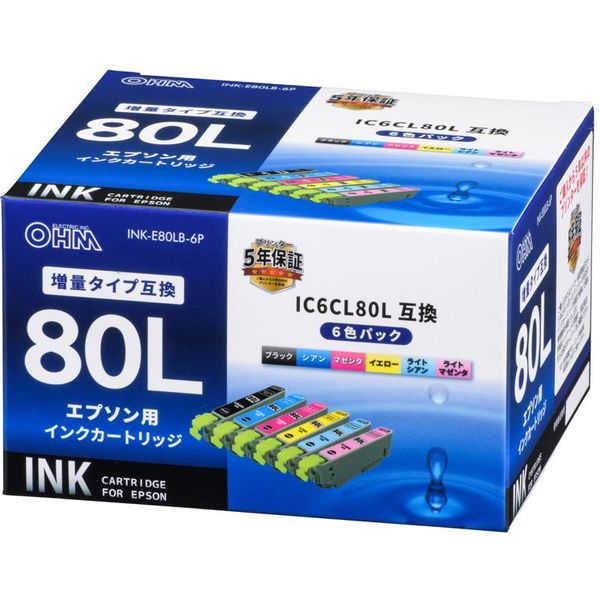 エプソン（EPSON）用 互換インク INK-E80LB-6P IC6CL80L互換 1パック（6色入）