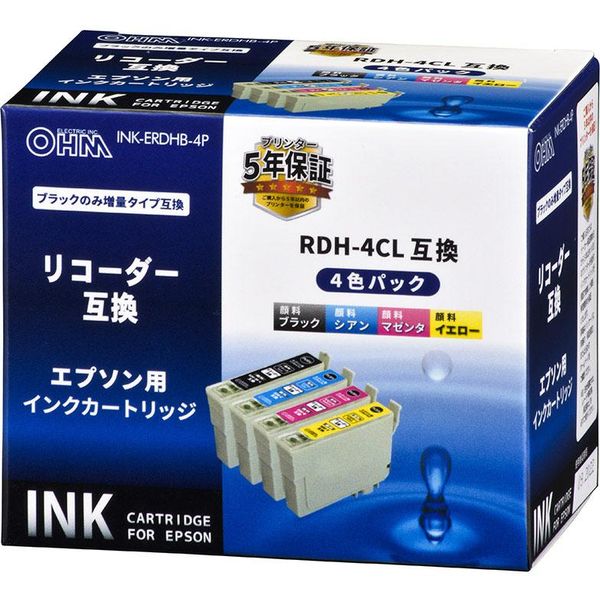 エプソン（EPSON）用 互換インク INK-ERDHB-4P RDH-4CL互換 1パック（4色入） - アスクル