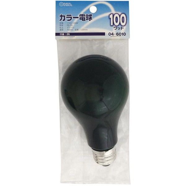 オーム電機 白熱電球 カラー E26 100W グリーン OHM LB-PS7600-CG（直送品）