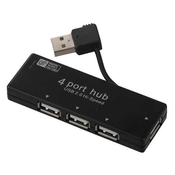 オーム電機 USBハブ 4ポート 収納式 ブラック PC-SH4PS1-K（直送品）